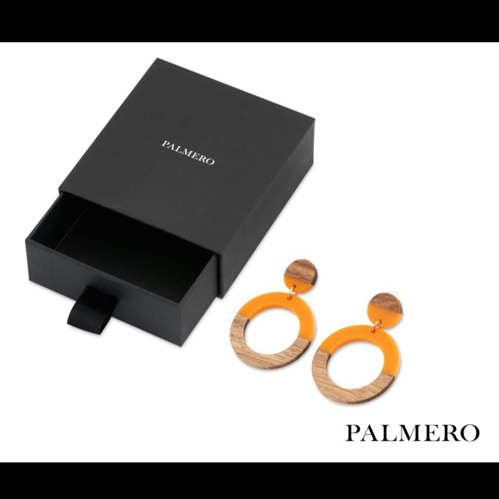 Palmero Earrings -Orange & natural wood -Lauma Collection -Lorelei Earrings NWT